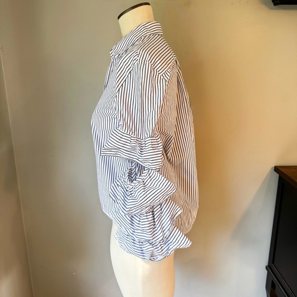 Iris & Ink By The Outnet Striped Open Ruffle Whimsy Sleeve Top Sz UK 8 (US 4) - Picture 4 of 9